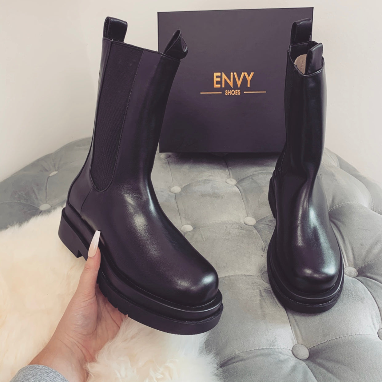 chunky sole biker boots