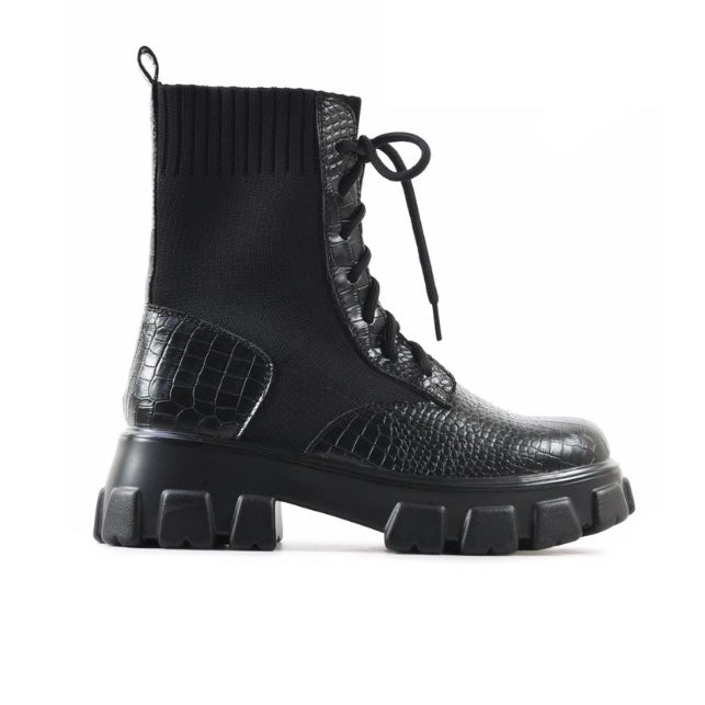 black croc biker boots