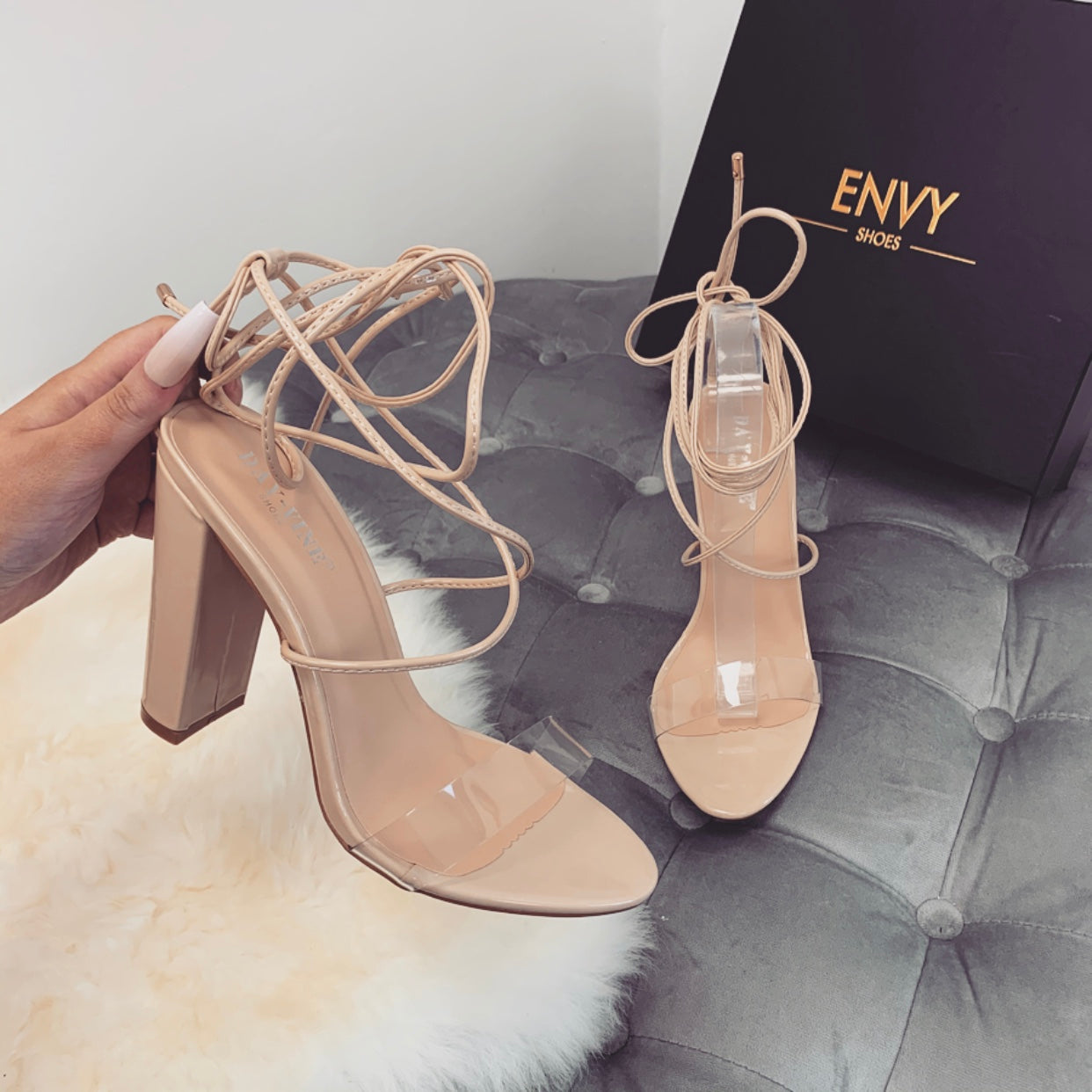 tan lace heels