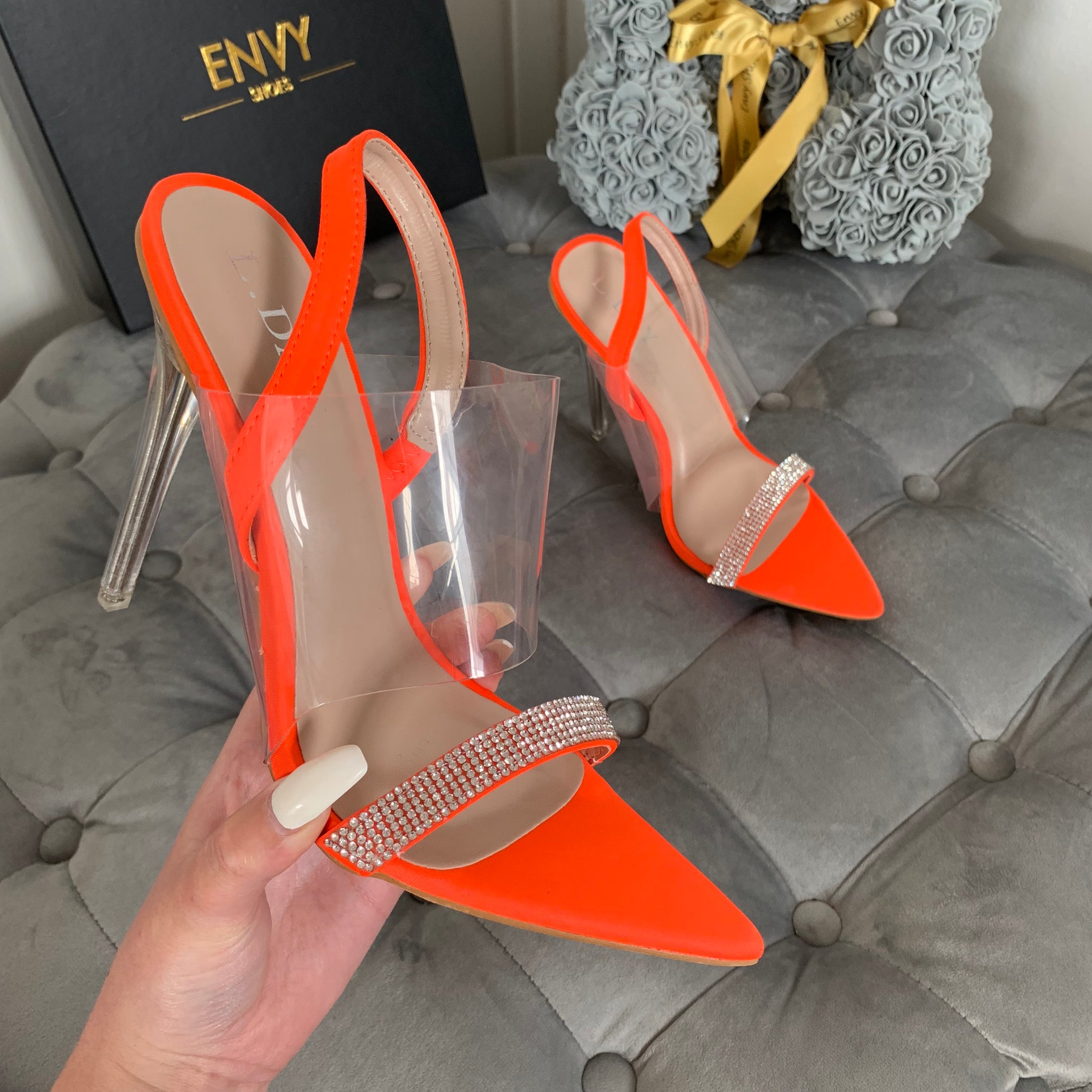 orange high heels uk