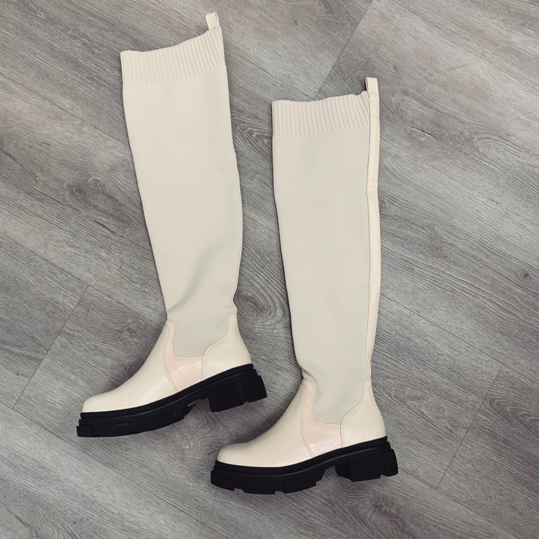 cream sock booties