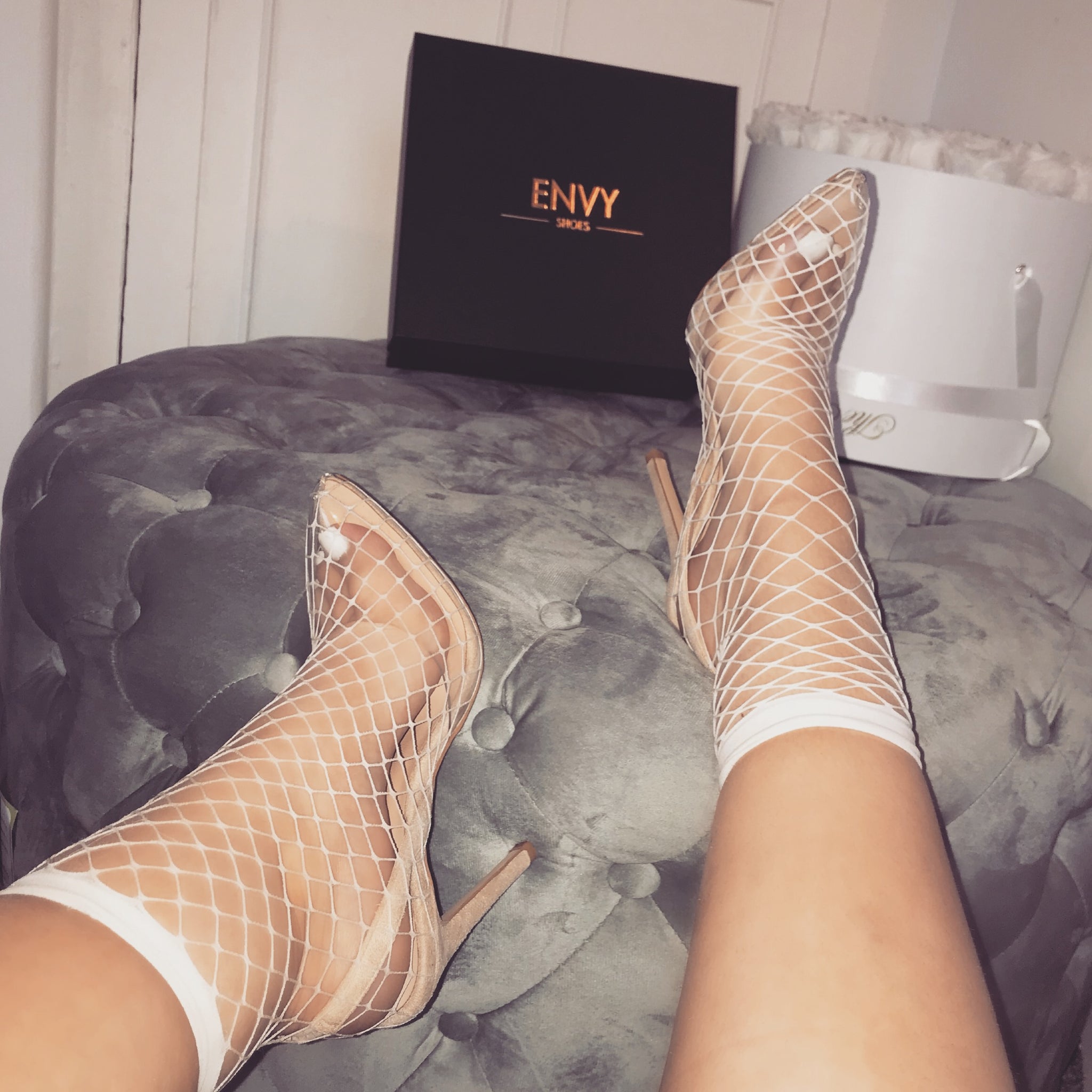 fishnet heels