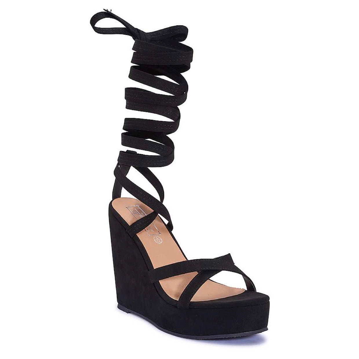 ARI BLACK SUEDE LACE UP WEDGES – Envy 