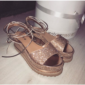 ZOE ROSE GOLD LACE UP ESPADRILLE 
