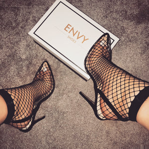 fishnet perspex heels