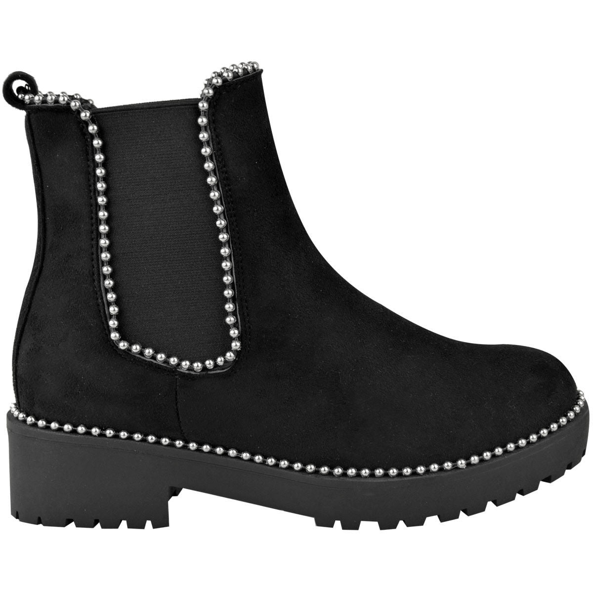 black suede studded chelsea boots