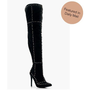 sasha studded ankle boots in black