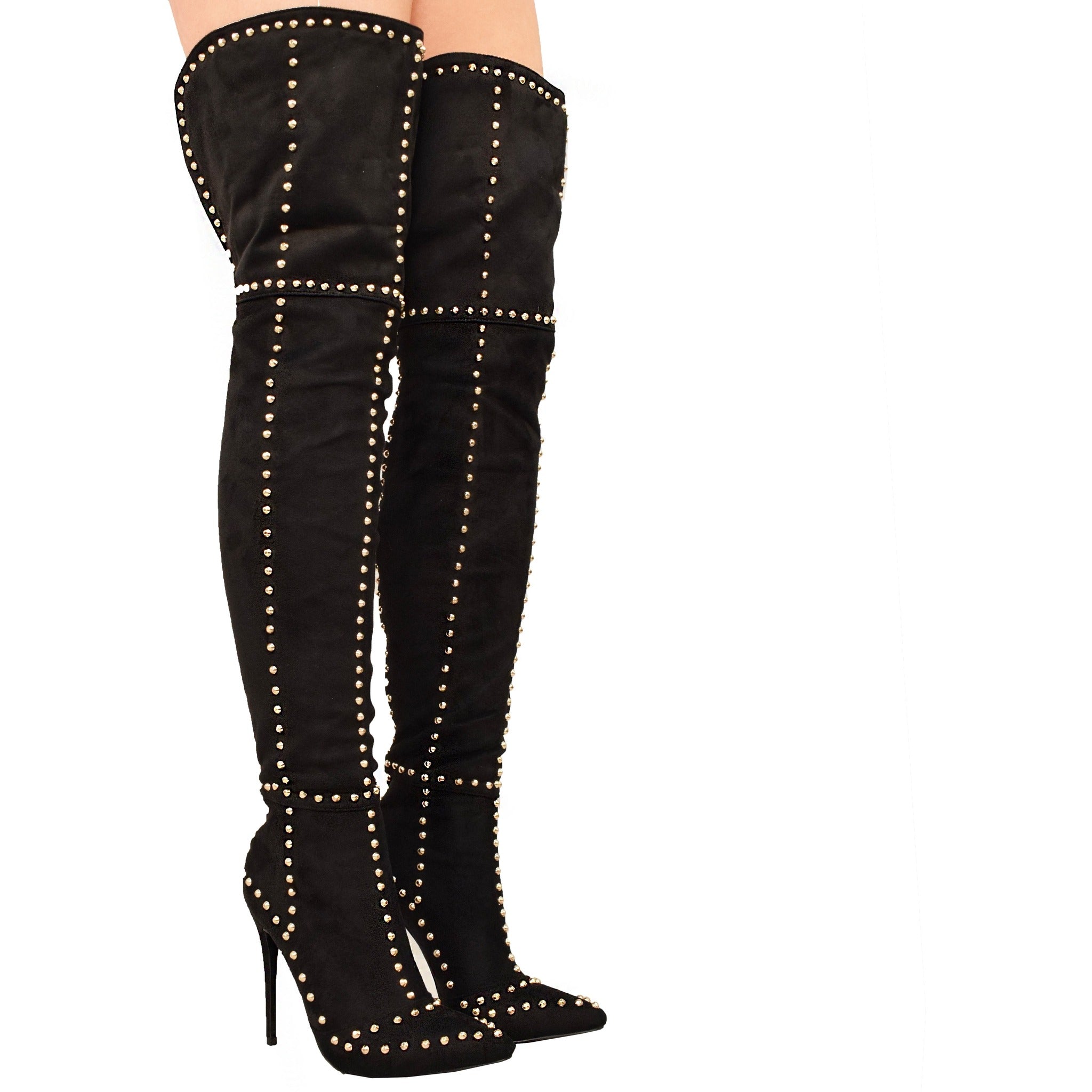 SASHA STUDDED THIGH HIGH BOOTS – Envy 