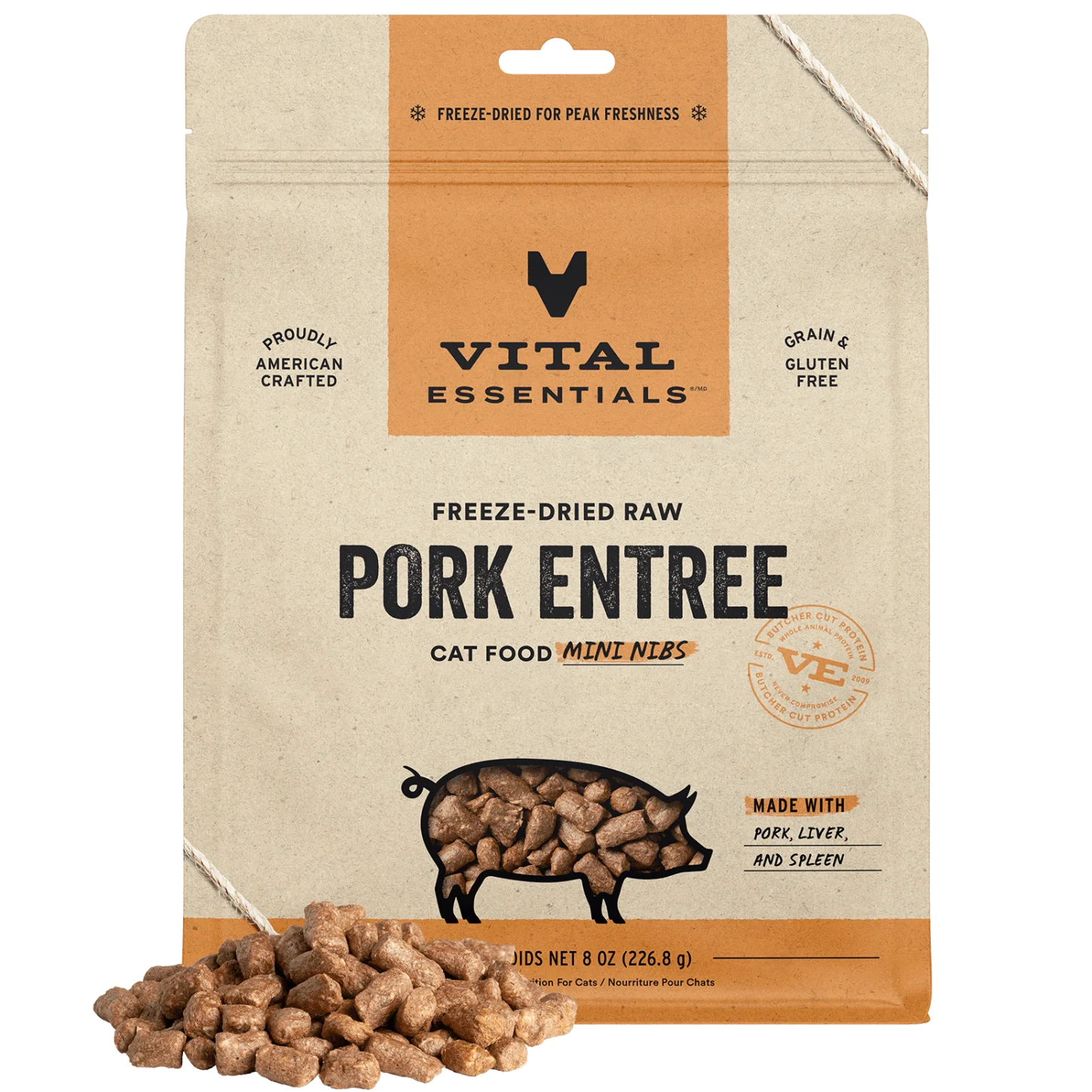 Vital Essentials Freeze-Dried Pork Mini Nibs 8oz
