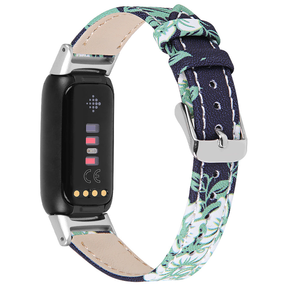 Fitbit Luxe Leath Strap in Floral Blue