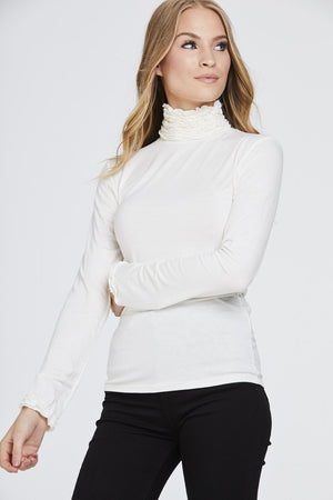 Ruffle Neck Long Sleeve Top