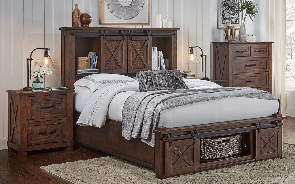 Sun Valley Rustic Timber California King Headboard Storage Bed Sui Generis Home Furniture