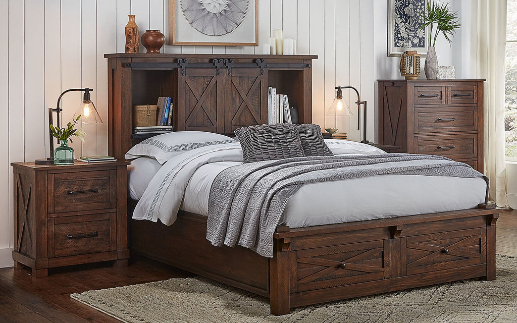Sun Valley Rustic Timber King Bed W Headboard Footboard Storage Sui Generis Home Furniture