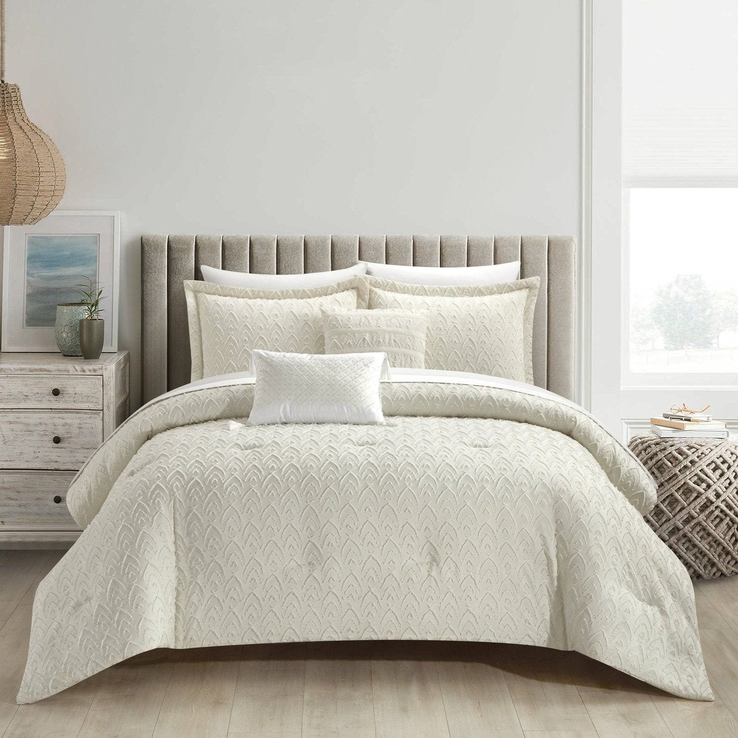 Chic Home Reign 5 Piece Comforter Set Jacquard Geometric Pattern Bedding