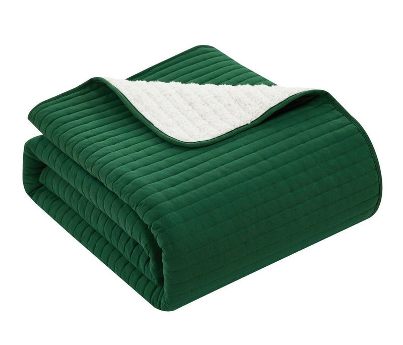 Chic Home St Paul 7 Piece Sherpa Lined Quilt Set Green