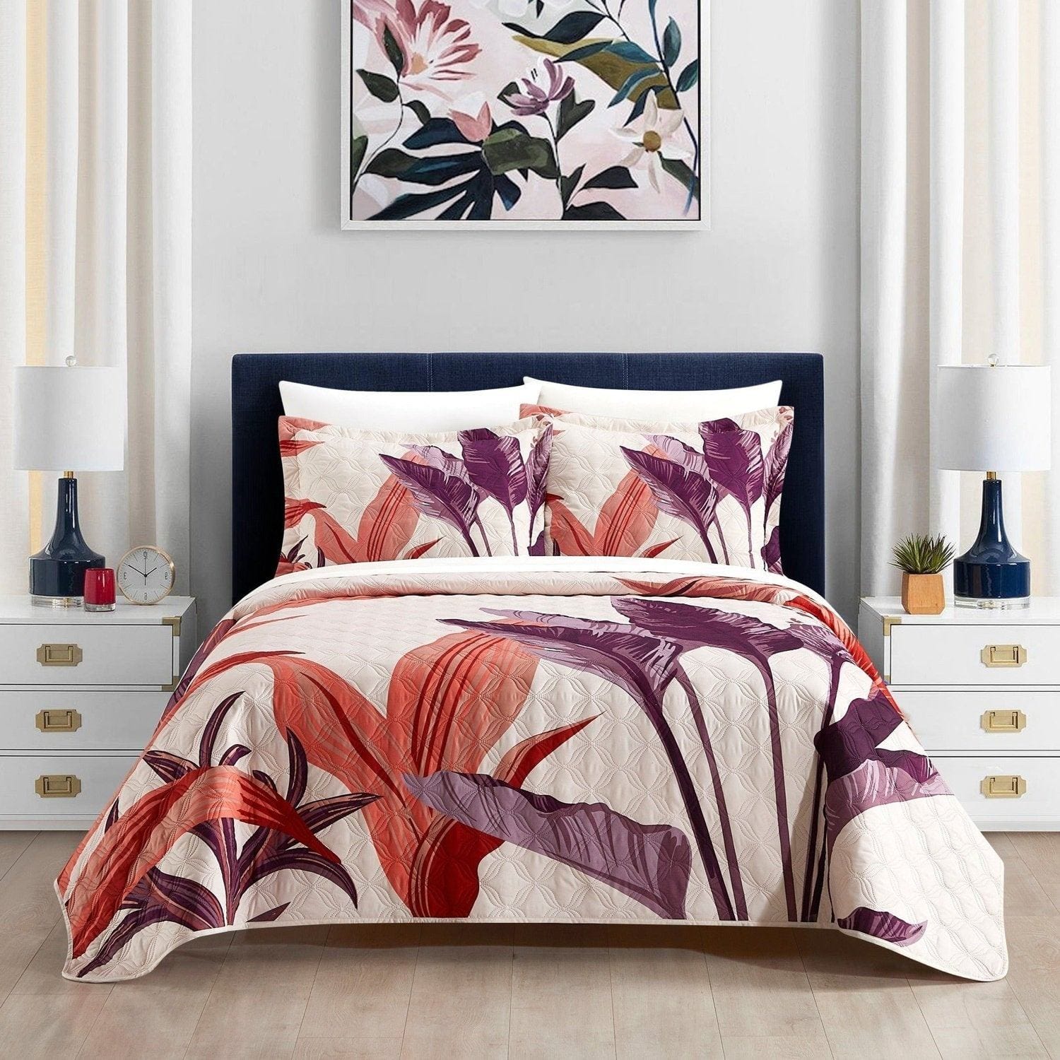 Trident 3 Piece Floral Quilt Set - Chic Home Distribution product image