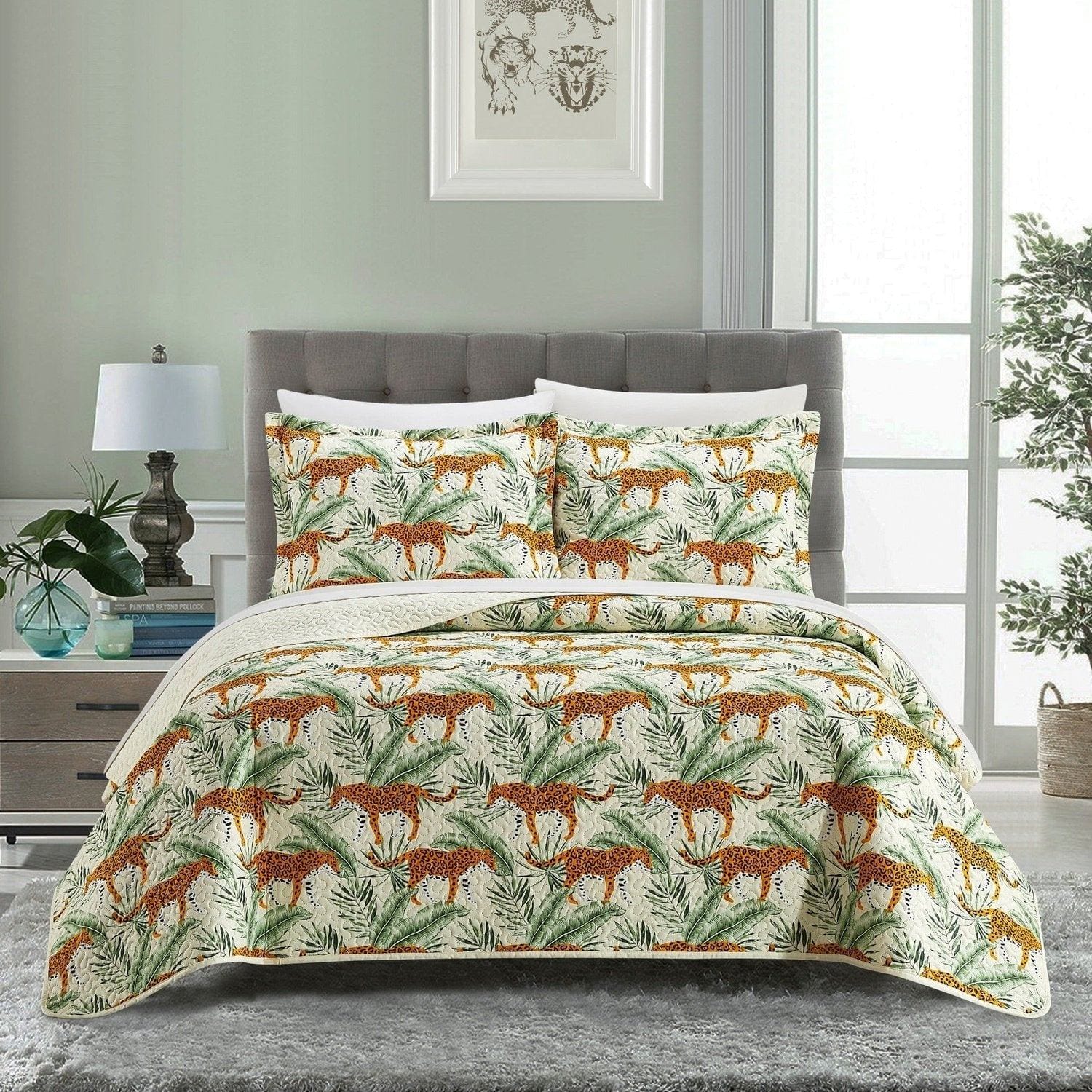 Wild Safari 3 Piece Jungle Print Quilt Set - Chic Home Distribution product image