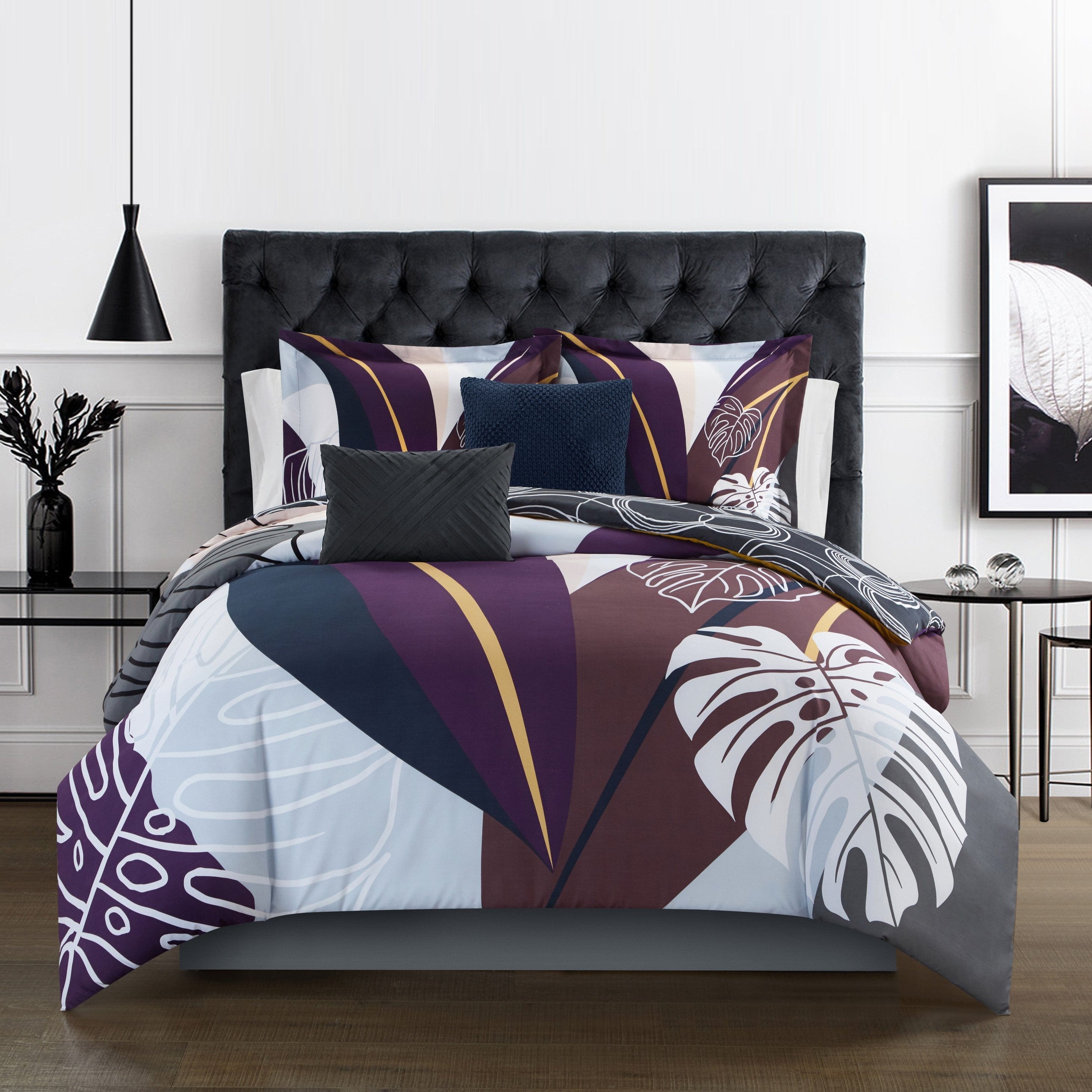 Chic Home Anaea 9 Piece Printed Abstract Comforter Set Bedding