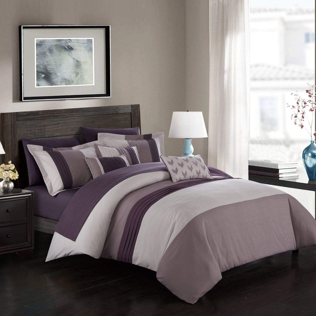 Chic Home Ayelet 10 Piece Color Block Ruffled Comforter Set Bedding