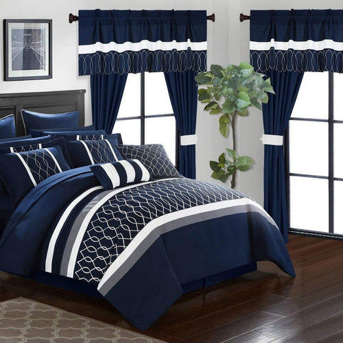 Chic Home Ritz 20 Piece Hotel Comforter Set Blue King