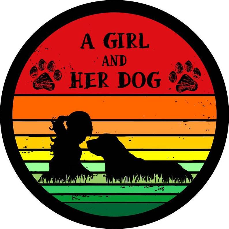 野花 卯月 Spare Tire Cover Just A Girl ＆ Her Dog Black 33 Inch with Backup  Camera Hole