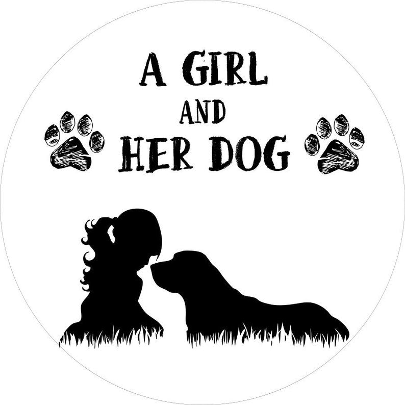 野花 卯月 Spare Tire Cover Just A Girl ＆ Her Dog Black 33 Inch with Backup  Camera Hole