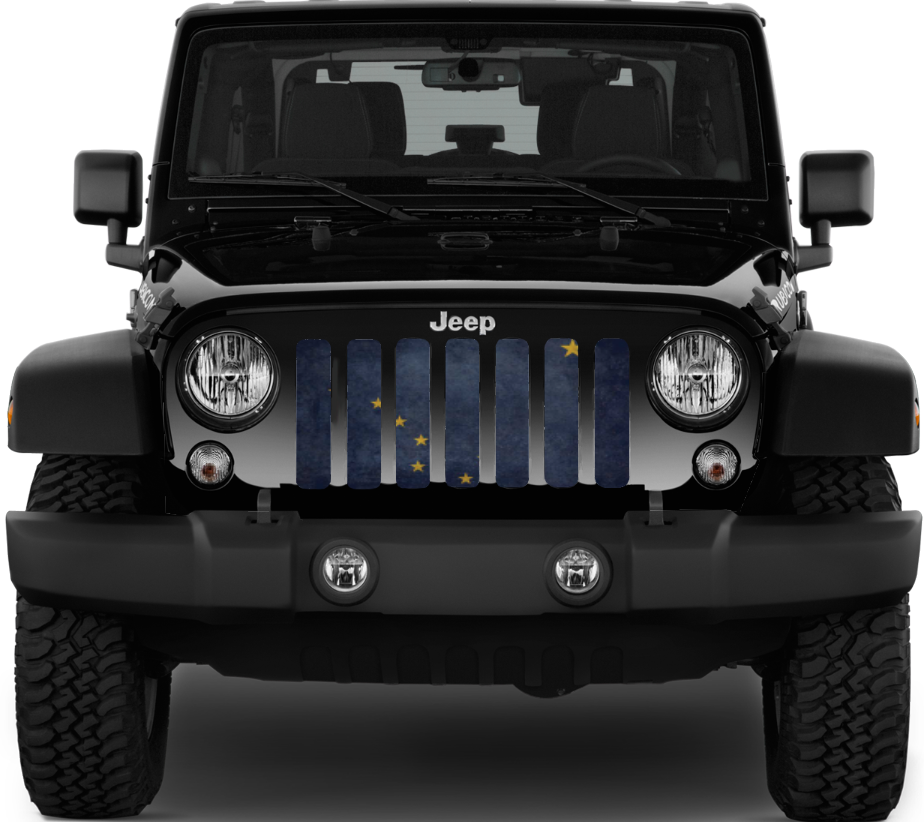 Jeep Wrangler Alaska Grunge State Flag Grille Insert | Dirty Acres