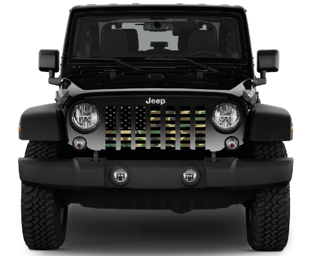 Jeep Wrangler American Flag Camo Grille Insert | Dirty Acres