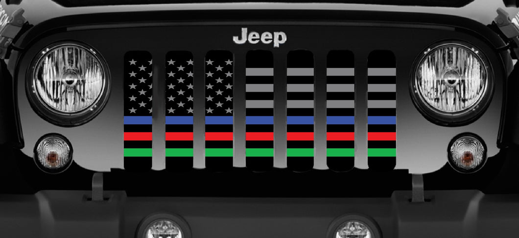 Jeep Wrangler Back The Blue Red Green Grille Insert | Dirty Acres