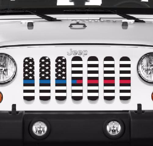 Jeep Wrangler USA Back the Blue & Red Grille Insert | Dirty Acres