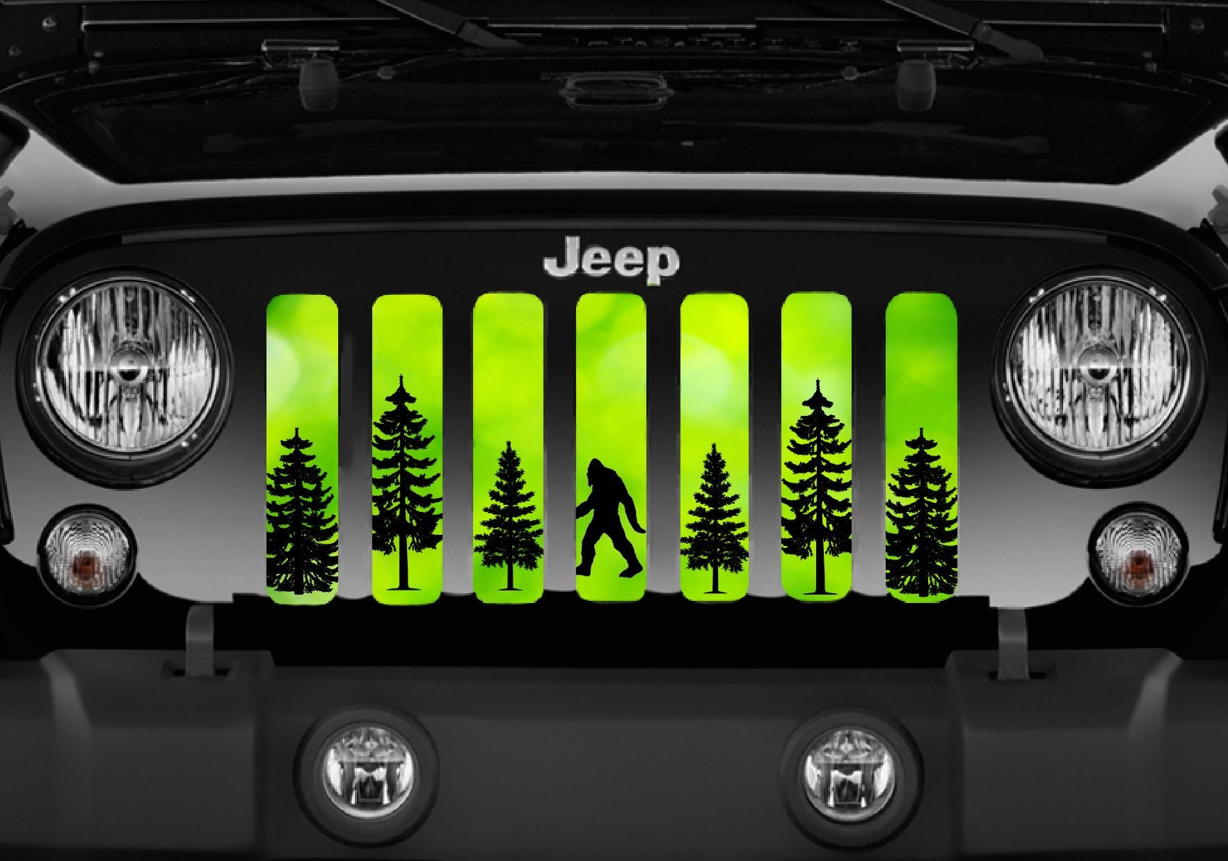 Jeep Wrangler Bigfoot Bright Green Background Grille Insert | Dirty Acres