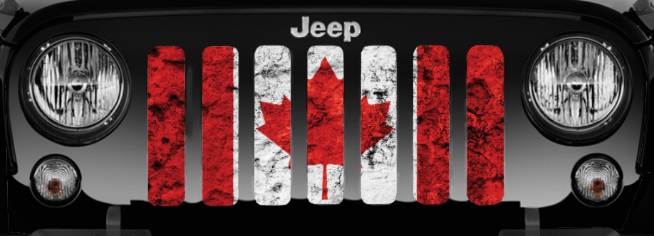 Jeep Wrangler Grunge Canada Flag Grille Insert | Dirty Acres