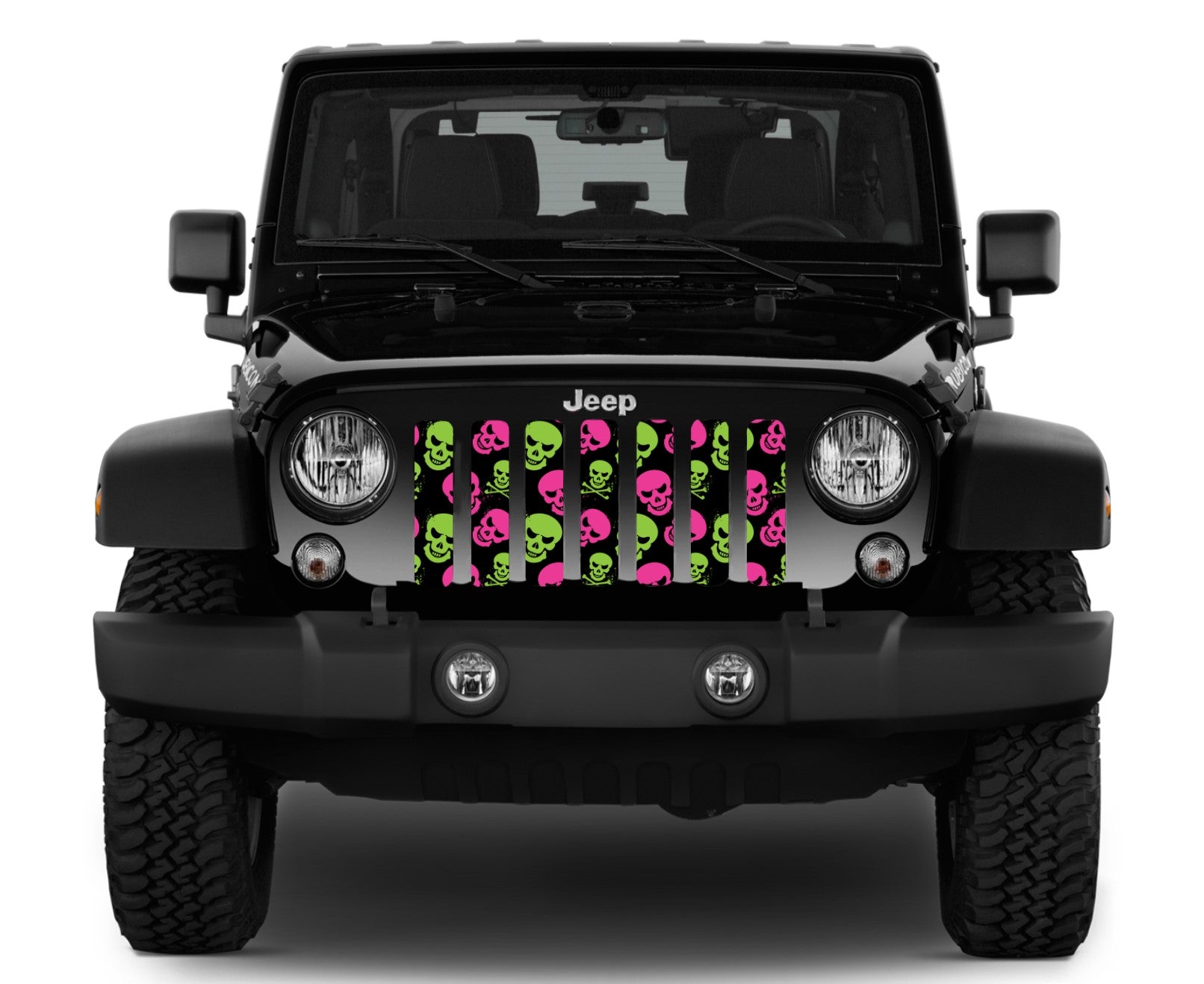 Jeep Wrangler Skulls (Pink and Green) Grille Insert | Dirty Acres