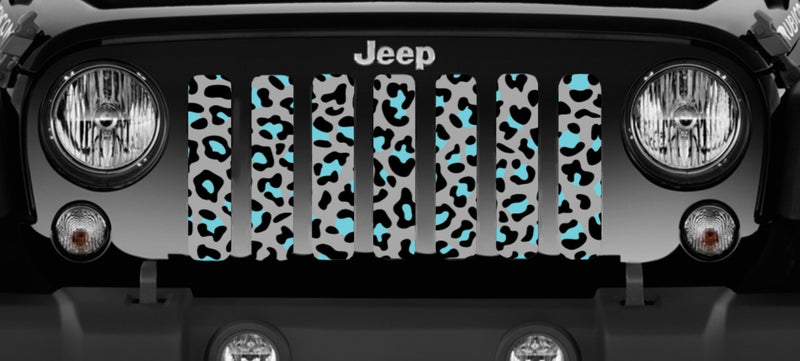 Jeep Wrangler Teal Leopard Animal Print Grille Insert | Dirty Acres