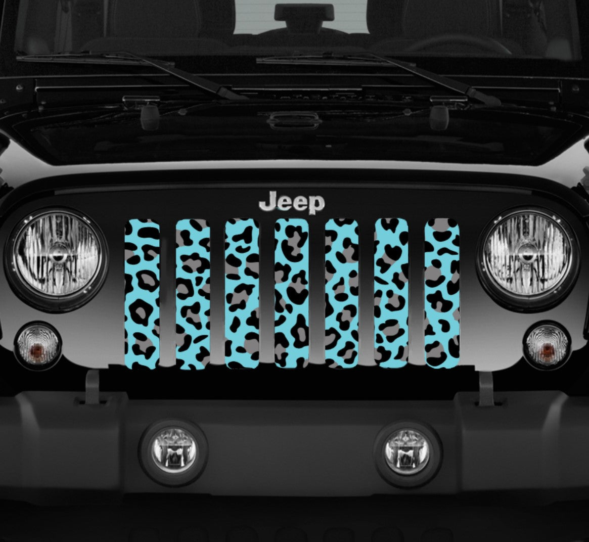 Jeep Wrangler Turquoisel Leopard Animal Print Grille Insert | Dirty Acres