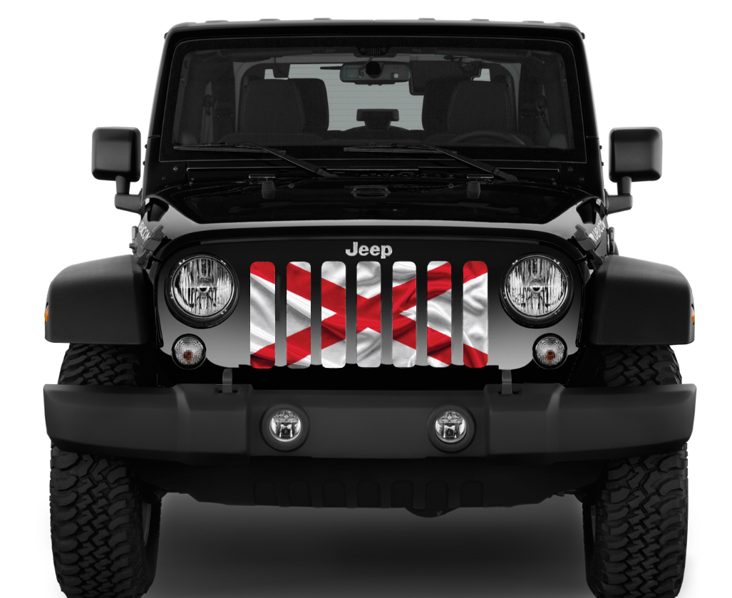 Jeep Wrangler Waving Alabama State Flag Grille Insert | Dirty Acres