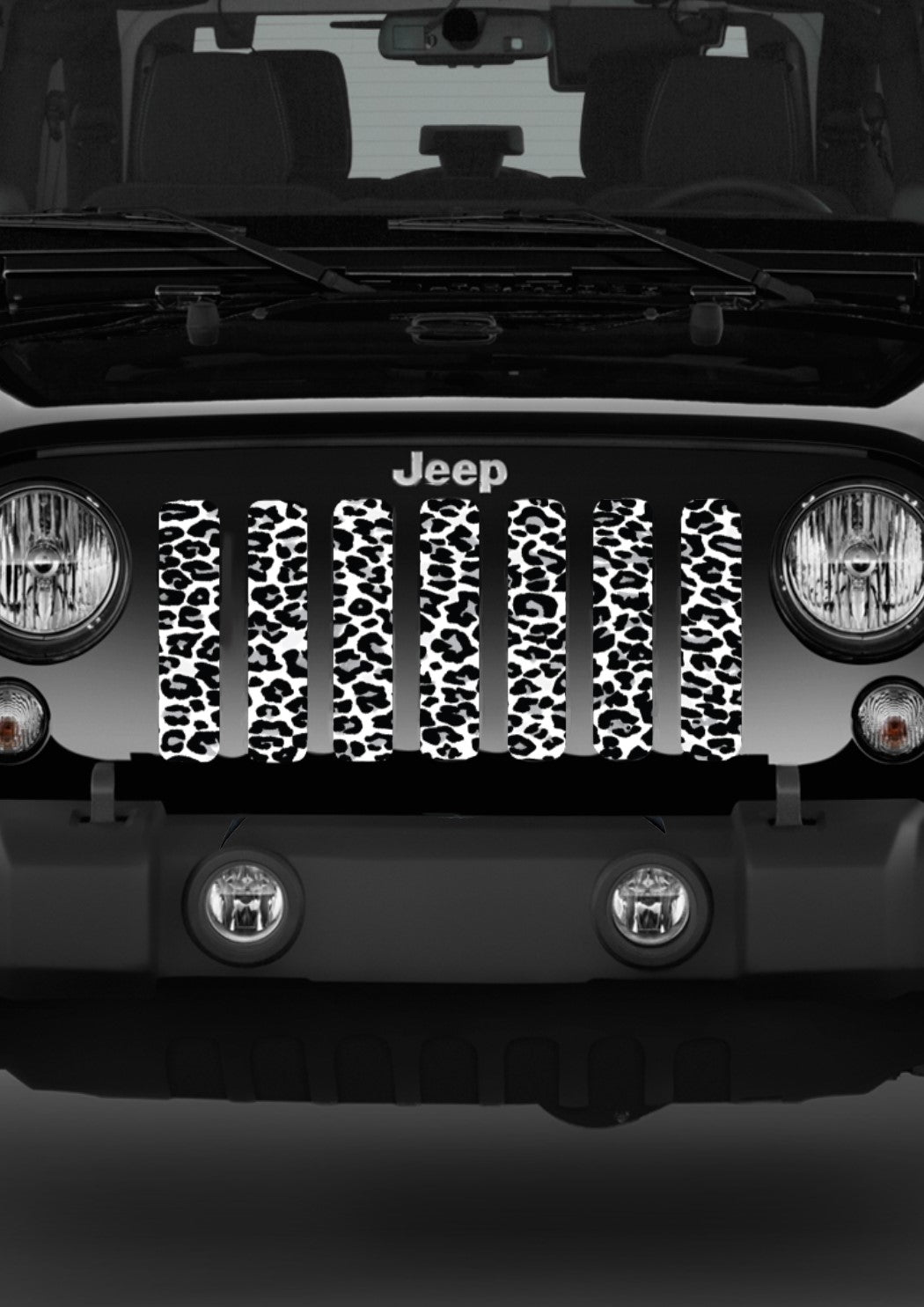 Jeep Wrangler White Leopard Animal Print Grille Insert | Dirty Acres
