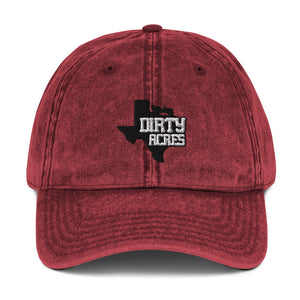 Vintage Cotton Dirty Acres Twill Cap (Black Embroidery)
