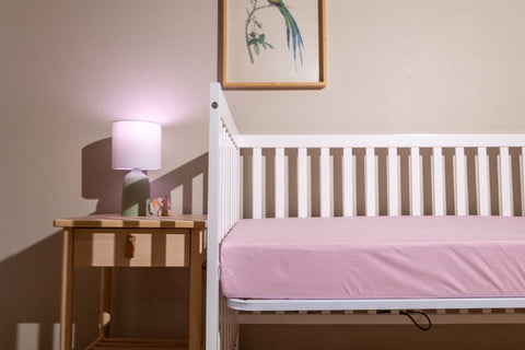 Waterproof Eucalyptus Crib Sheet in Flamingo pink