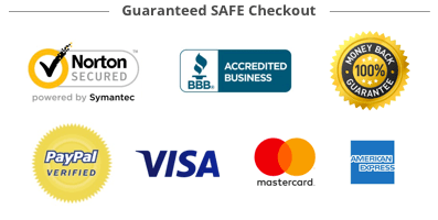 Norton Secured - BBB Acredited Business - 100% Money Back Guarantee - Paypal Verified - Visa - Mastercard - American Express