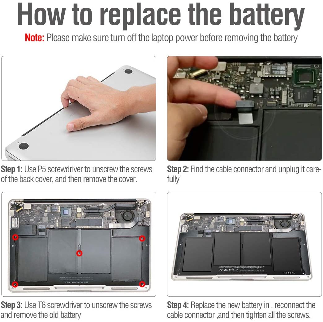 Macbook Air 13" A1466 Battery Replacement for 2010-2017 (Model A1496)