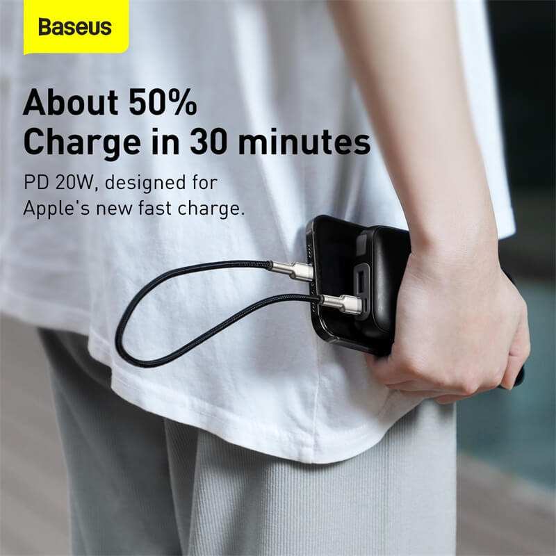 BASEUS PD 20W USB-C to Lightning Charging Cable (2M) | Cafule Metal Series Type-C to Apple iPhone Fast Charger Cable