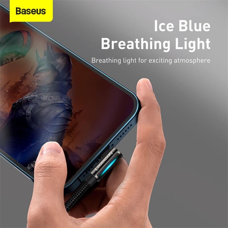 Baseus 2.4A Lightning to USB Cable with ice blue breathing light for exciting atmosphere