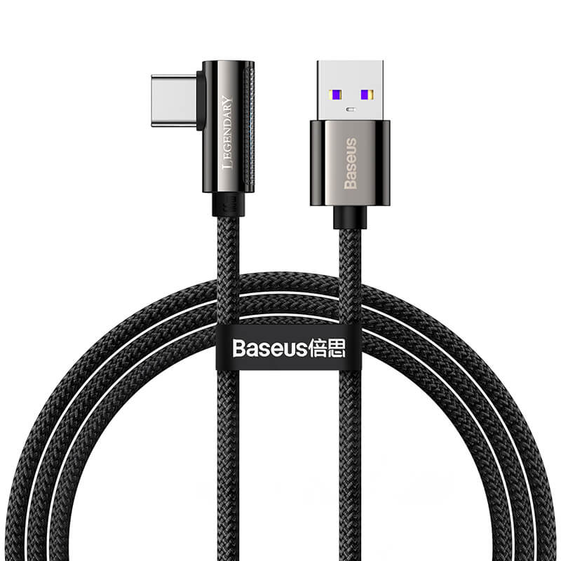 Baseus 1m Legendary Series QC3.0 66W Type C to USB Elbow Charging Black Cable