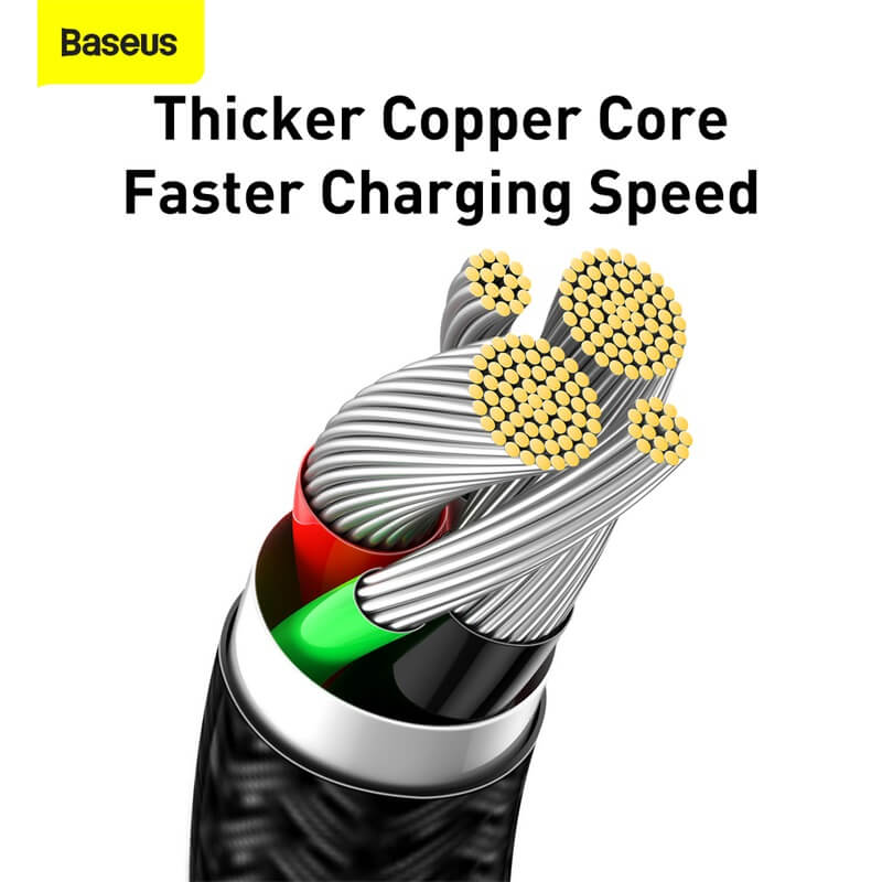 Baseus 2.4A Lightning to USB Cable made from thick copper core which ensures fast charging speed