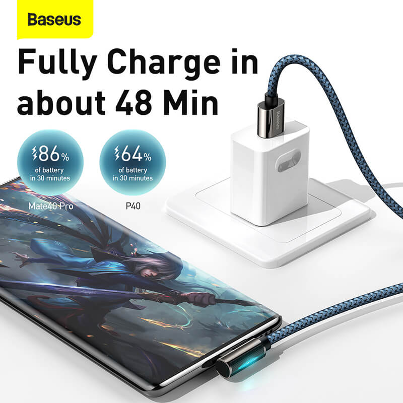 Baseus Legendary Series 66W Type C to USB Cable can charge a phone in 48 minutes