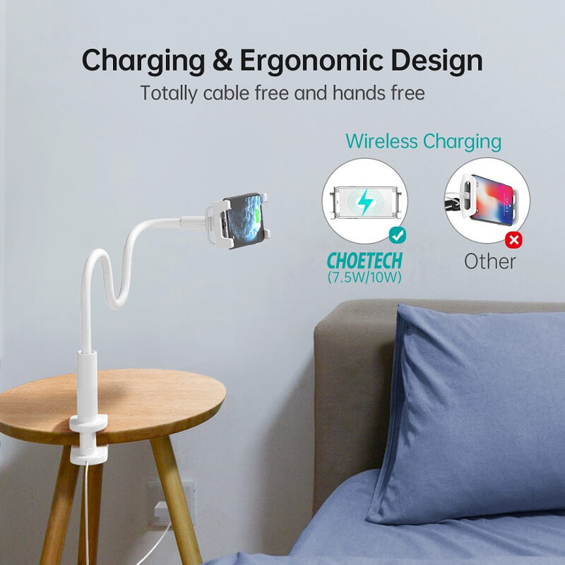 CHOETECH 2in1 Flexible Phone Desktop Holder with Wireless Charger 10W (T548-S)