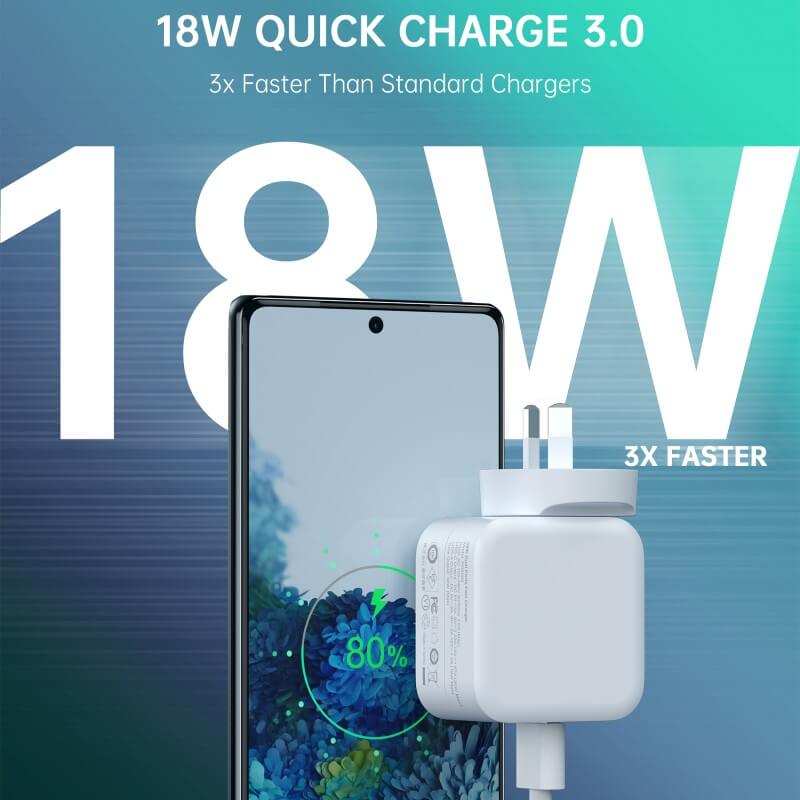 CHOETECH USB-A + Type C 38W Wall Fast Charger Adapter Plug