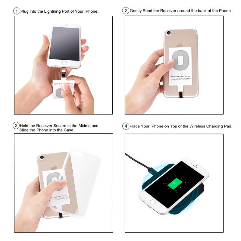 CHOETECH Lightning iPhone Ultra Thin Qi Wireless Charging Receiver Adapter (WP-IP)