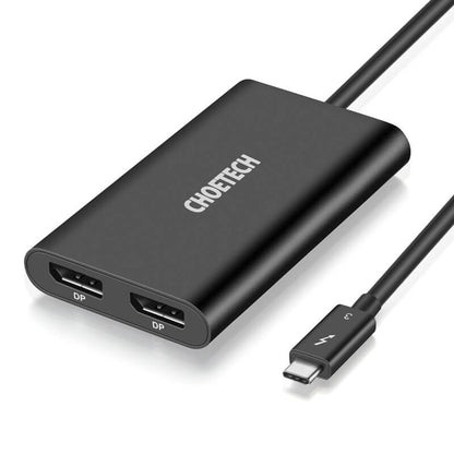 CHOETECH Thunderbolt 3 USB Type C to Dual DisplayPort Adapter 4K 40Gbps (HUB-D03)